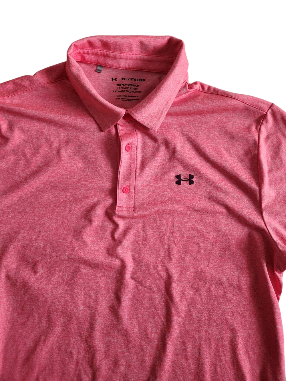 Under Armour The Playoff Polo Golf Shirt Men's 2XL Pink Performance Sports 